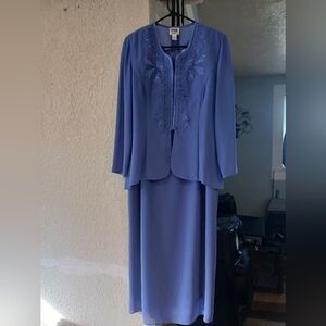 R & M Richards Royal Blue Skirt Set with Embroidery